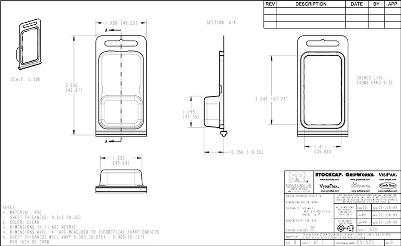 251523 - Stock Clamshell Packaging Technical Drawing